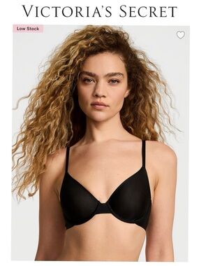 NWT VICTORIA'S SECRET Shapewear Sheer Smoothing Unlined Black Demi Bra 38B